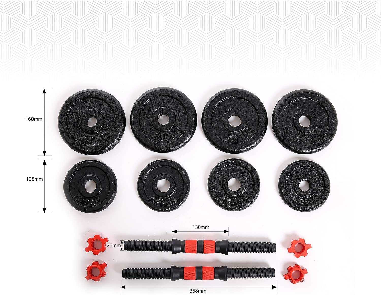 Kurzhantelseit Gusseisen als Set offen