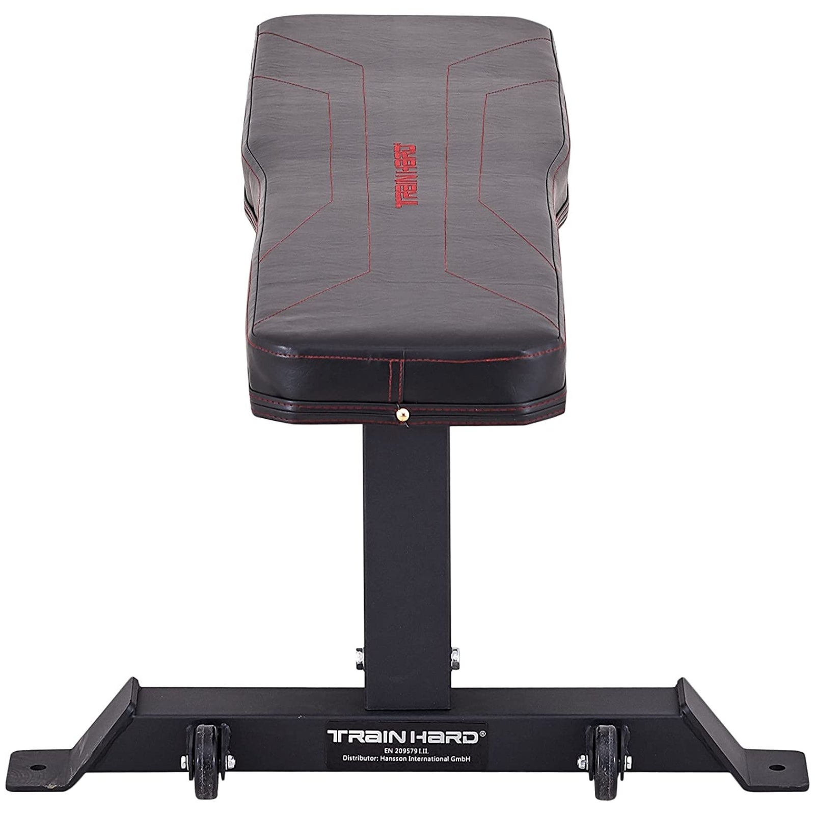Train Hard® 1F09131 Hantelbank Detailansicht Polster und Fuß mit Rollen