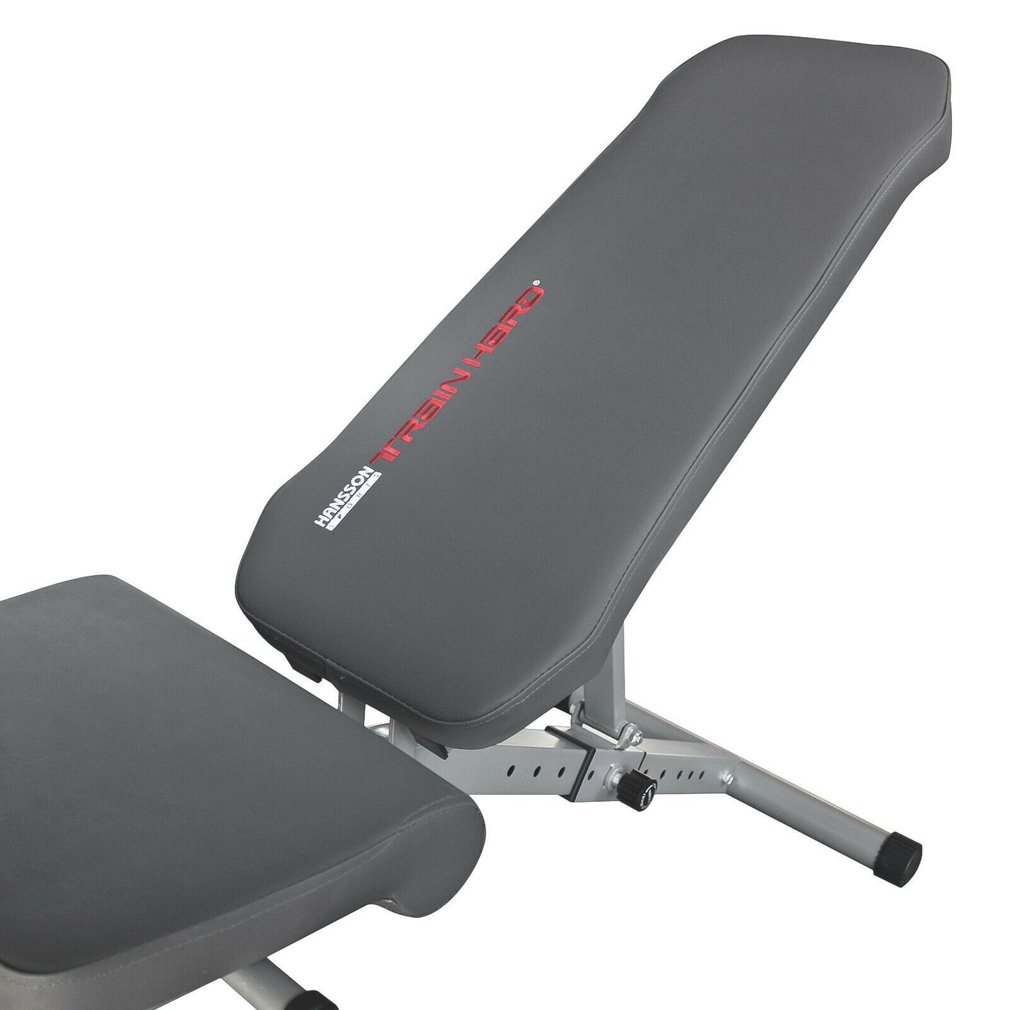 Train Hard® 1F09370 verstellbare Hantelbank Detailansicht Logo