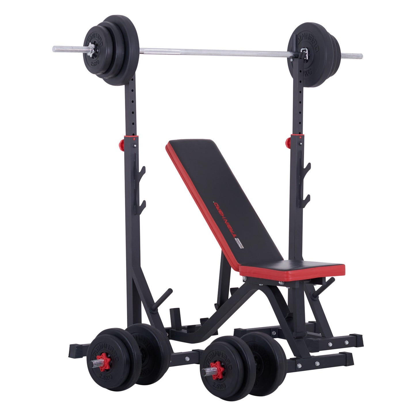 Train Hard® 1F09SET01B500 Hantelbank & Hantelständer Set!