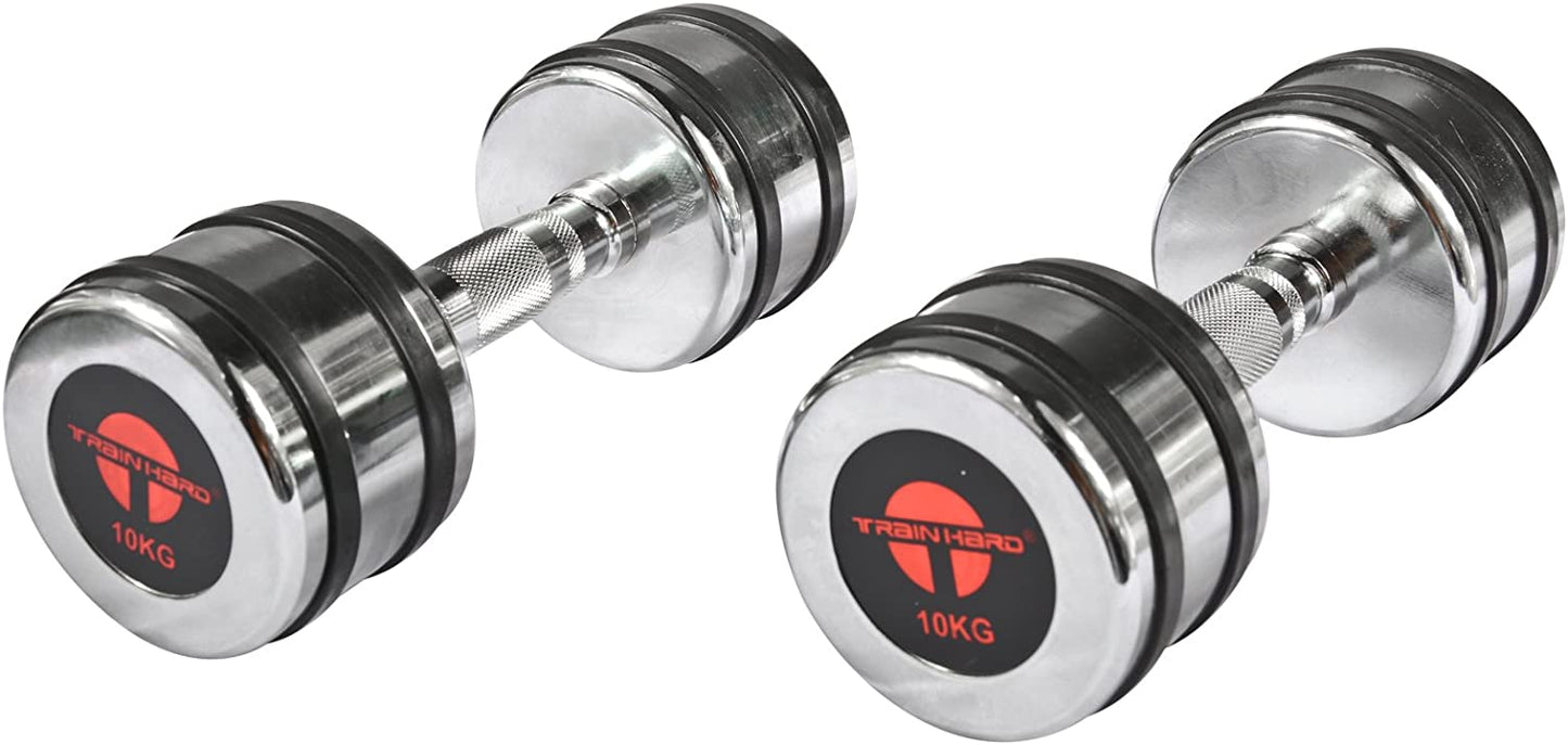 Train Hard® 1F12471P Chromhanteln Detailansicht 10 Kg