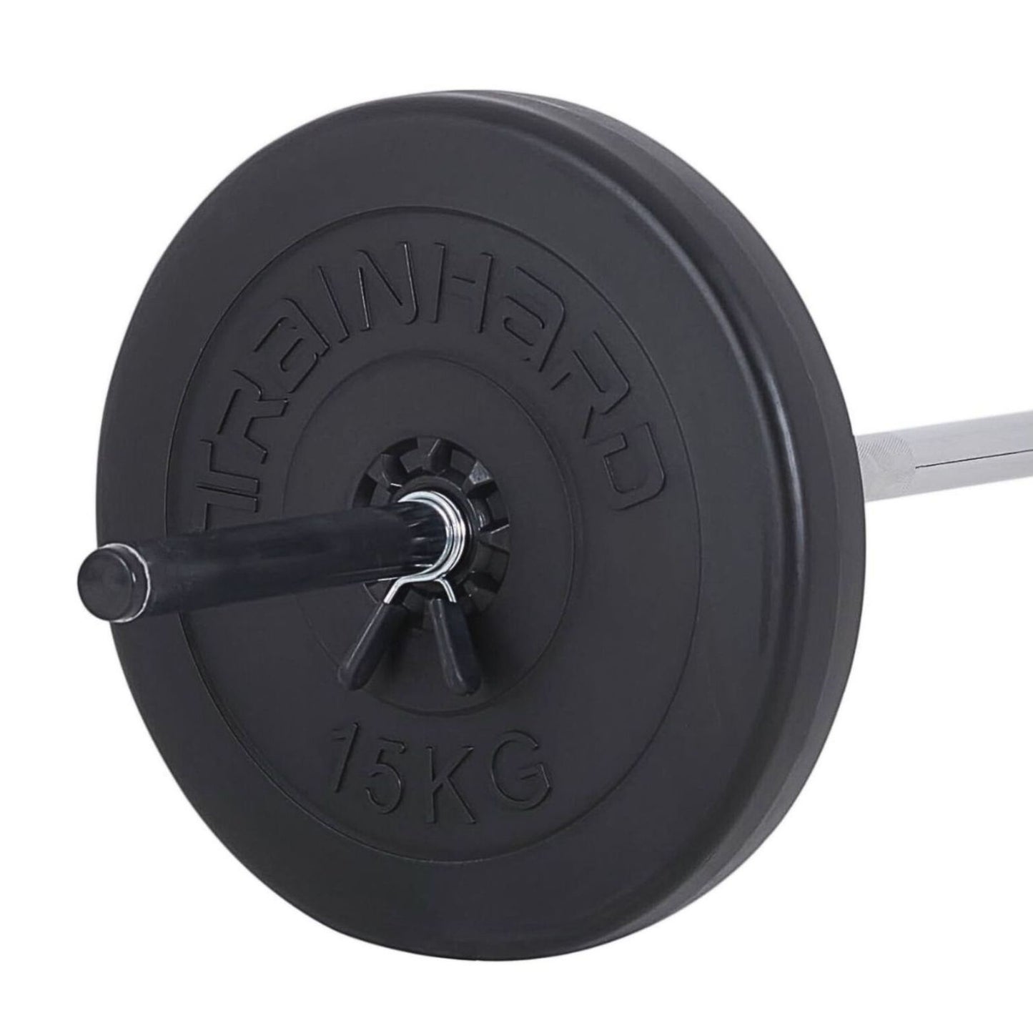 Train Hard® 1F12227 Detailansicht Hantelscheibe auf Stange Beispielbild