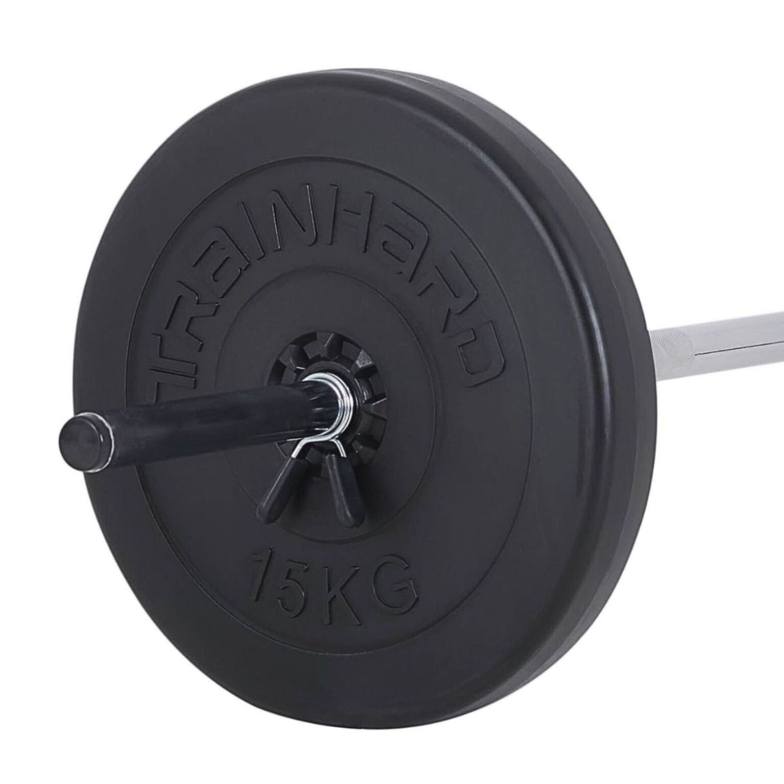 Train Hard® 1F12227 Detailansicht Hantelscheibe auf Stange Beispielbild