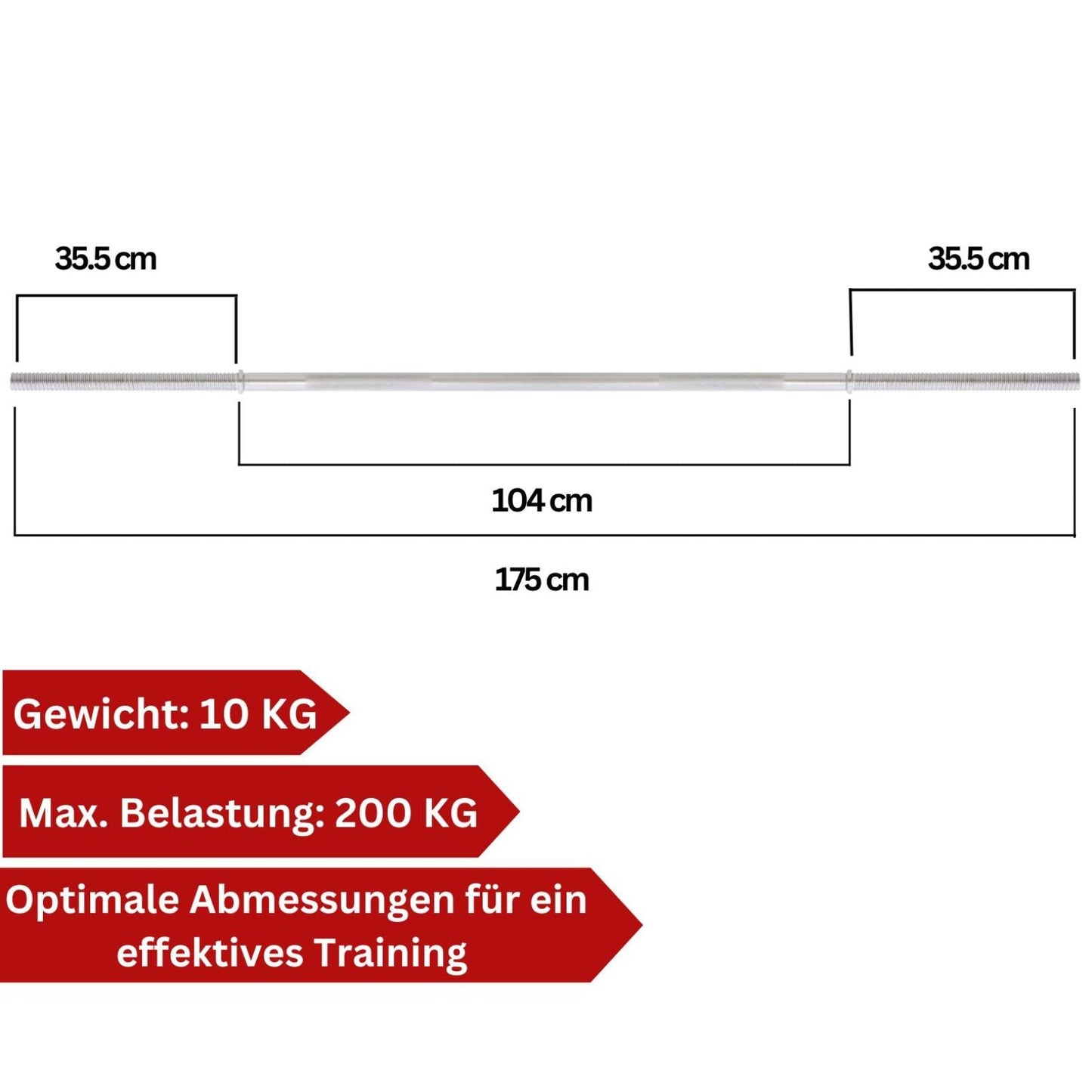 Train Hard Langhantelstange 10 Kg, passend für Kraftstation 1F09890