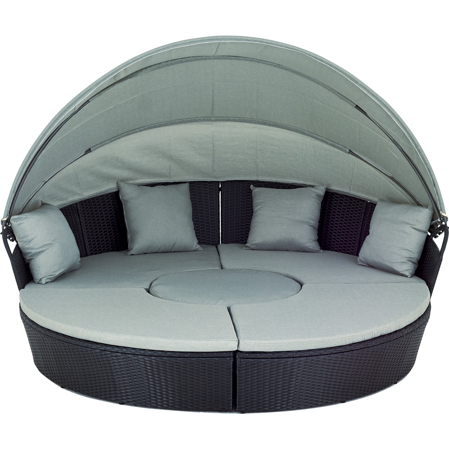 Polyrattan XL Ø 210 cm Sonneninsel mit faltbarem Sonnendach