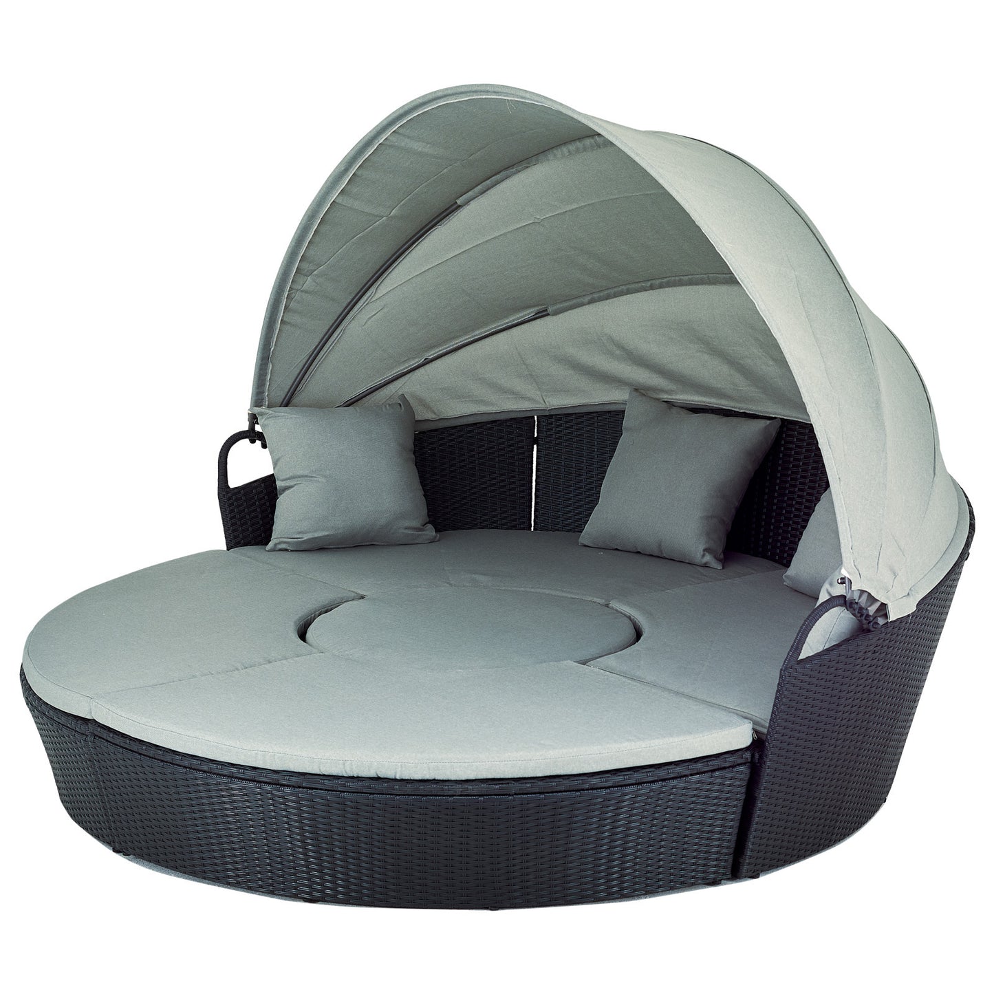 Polyrattan XL Ø 210 cm Sonneninsel mit faltbarem Sonnendach