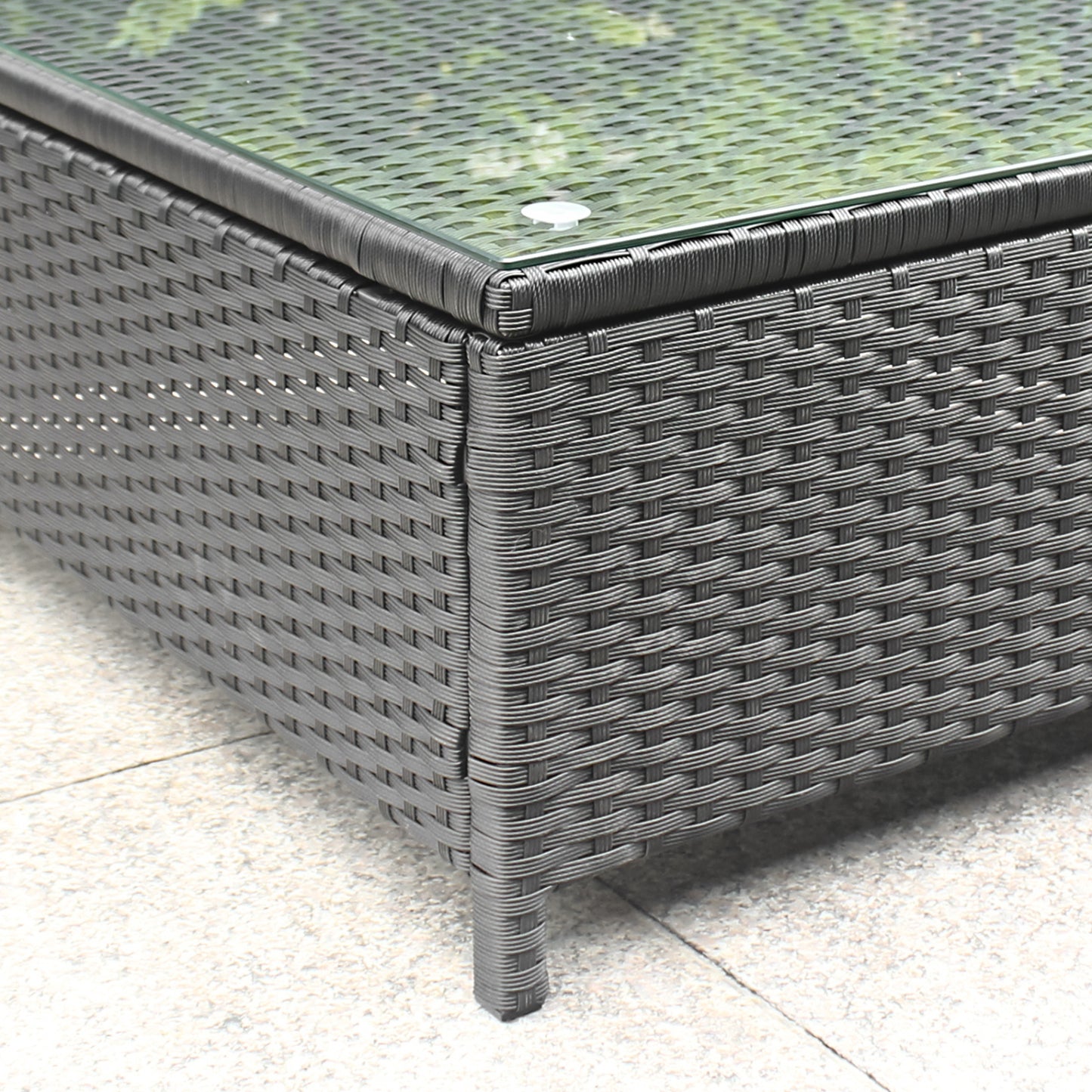 Vormontierte Polyrattan Lounge Sitzgruppen-Garnitur, 4 Sitze, inkl. Kissenbox und Kaffeetisch