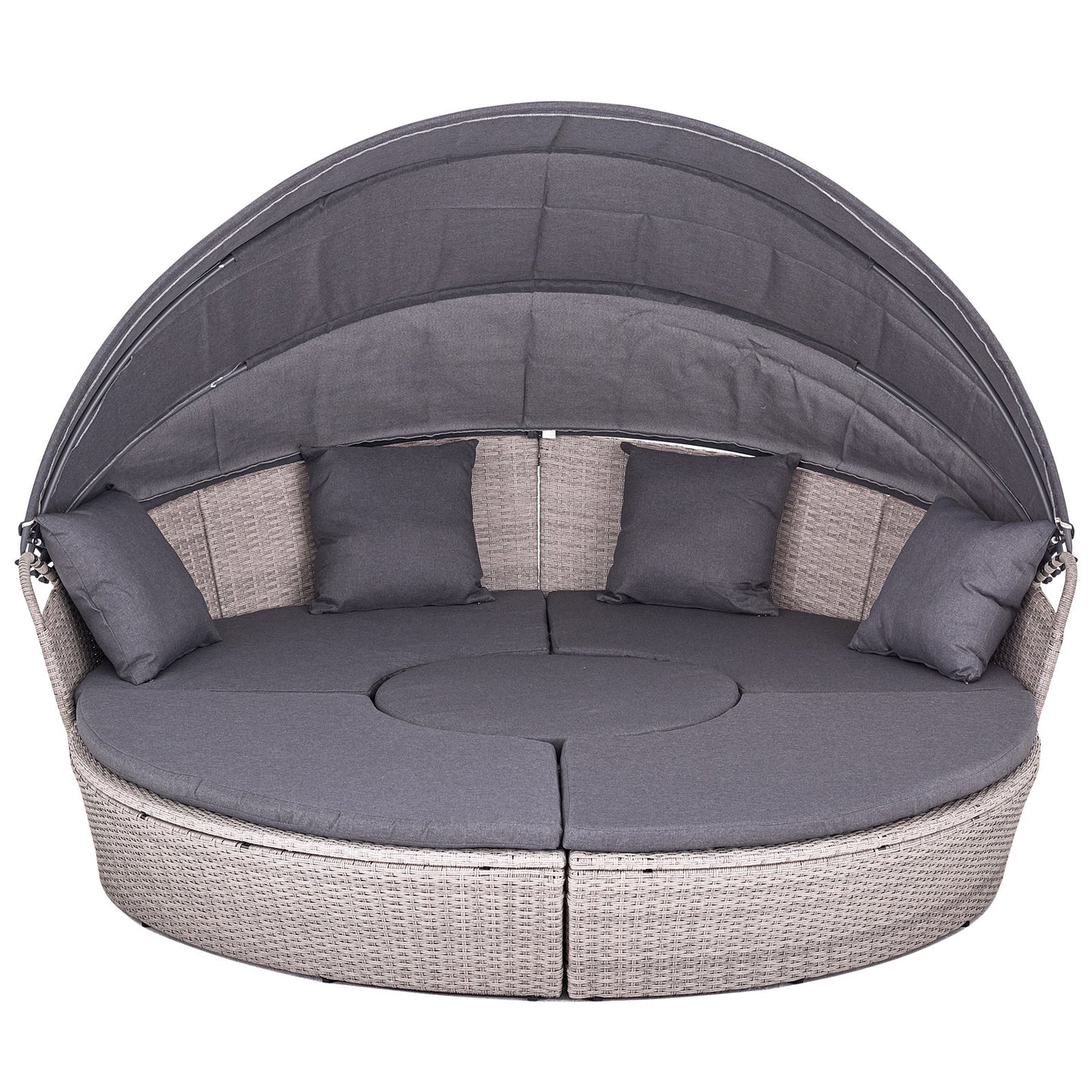 Polyrattan XL Ø 210 cm Sonneninsel mit faltbarem Sonnendach