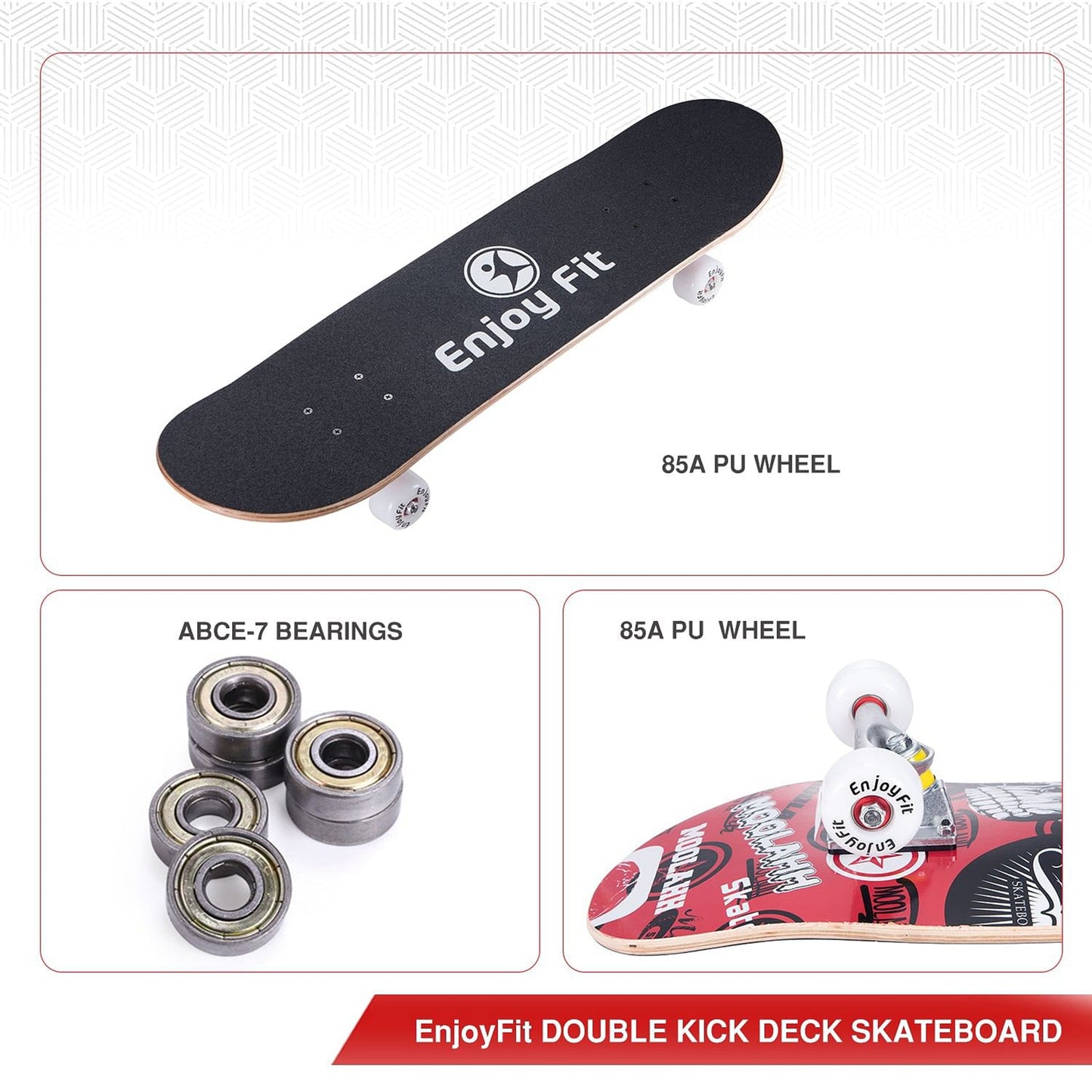 Skateboard 80 x 20 cm, ABEC-7 Kugellager, 9-lagigem Ahornholz