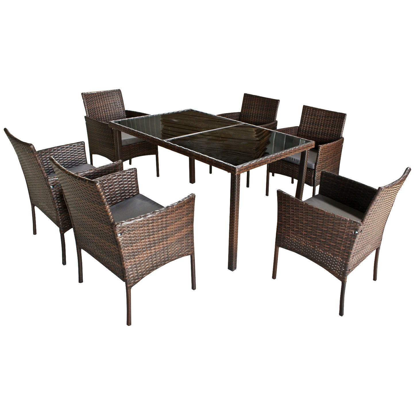 7-teiliges Polyrattan Gartenmöbel Set