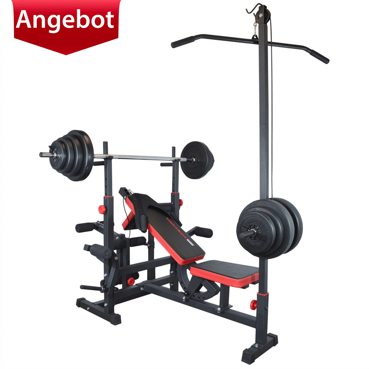 Kraftstation Universal inkl. Latzug mit Langhantel Gewichten 60 Kg
