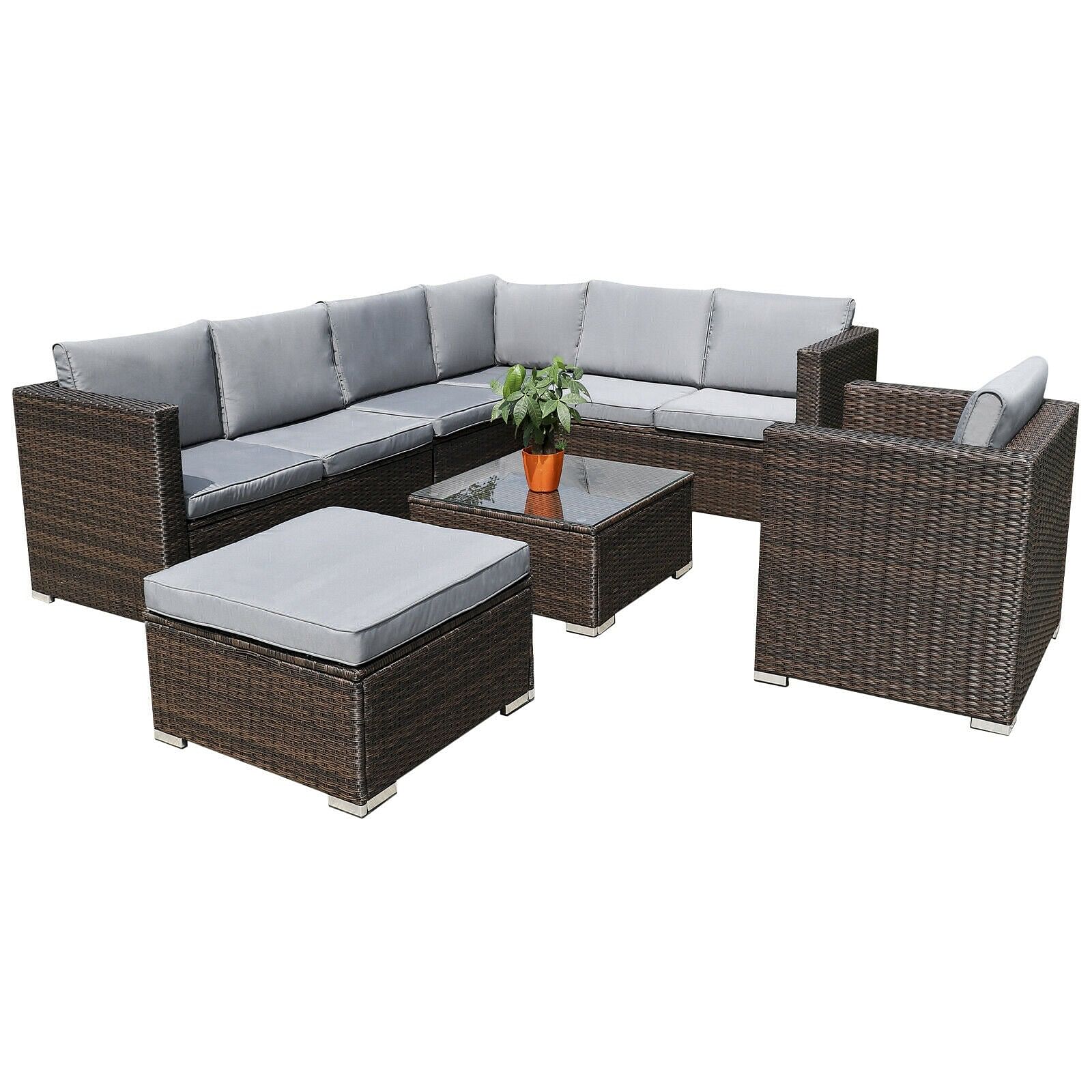 Polyrattan Lounge Sitzgruppe für 7-8 Personen im Set –