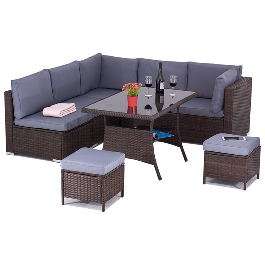 ANGEBOT: Polyrattan Gartensitzgruppe 4-6 Personen, Serie LIPARI