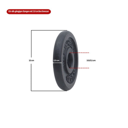 Hantelscheiben aus Gusseisen mit 30 mm Ldm, 2 x 1,25 Kg