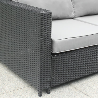 Vormontierte Polyrattan Lounge Sitzgruppen-Garnitur, 4 Sitze, inkl. Kissenbox und Kaffeetisch