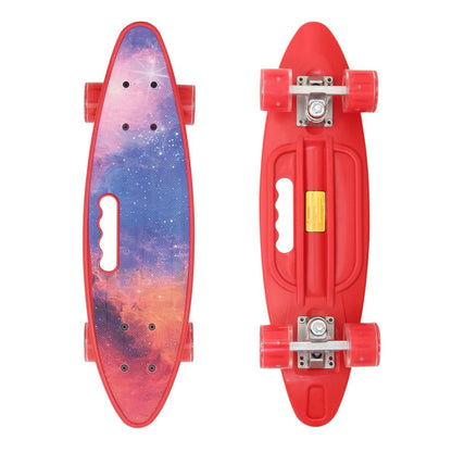 Retro Skateboard mit LED Leuchtrollen