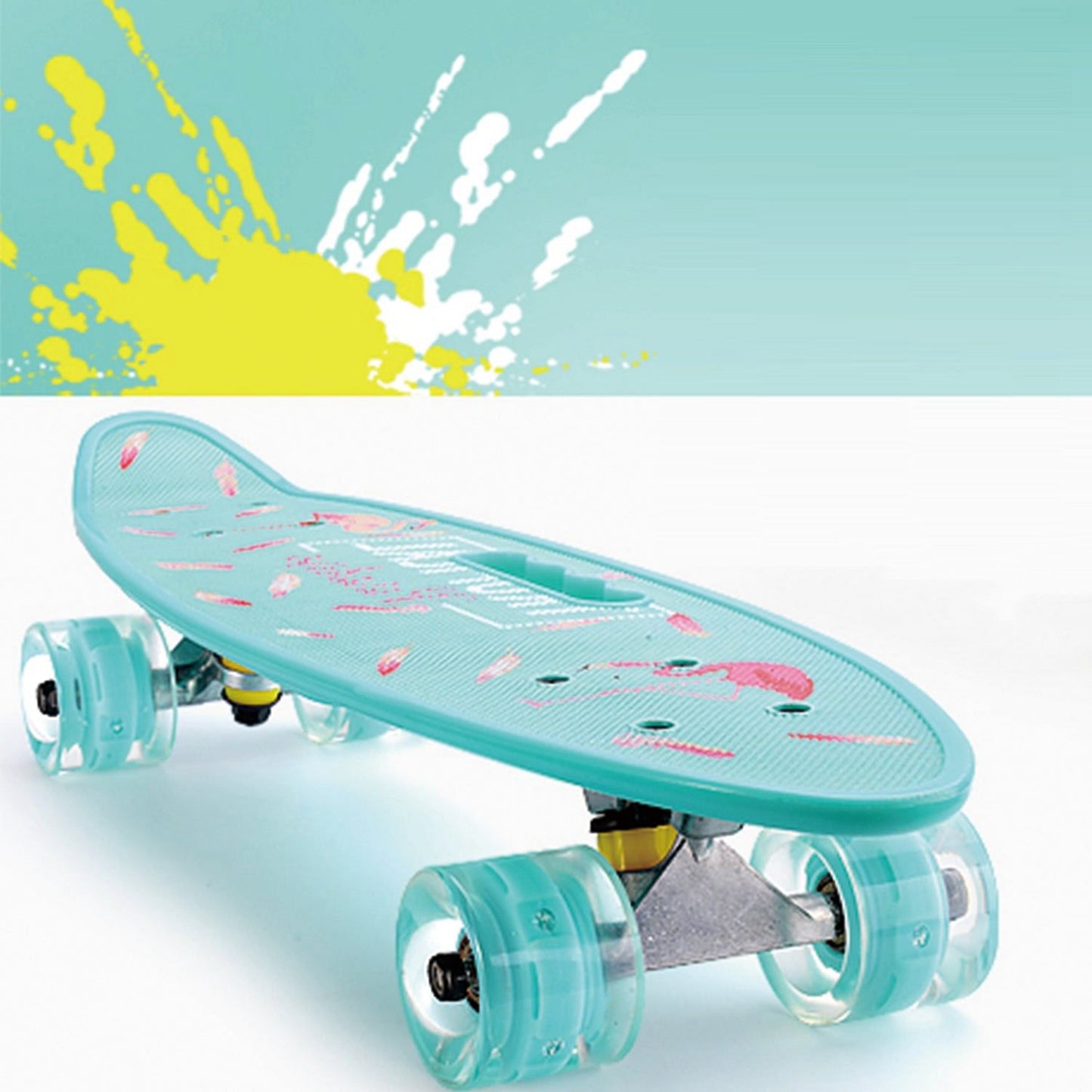 Retro Skateboard mit LED Leuchtrollen