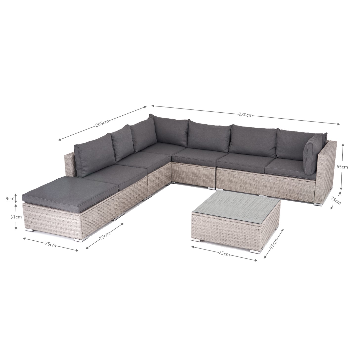 Polyrattan Garten-lounge Set Menorca