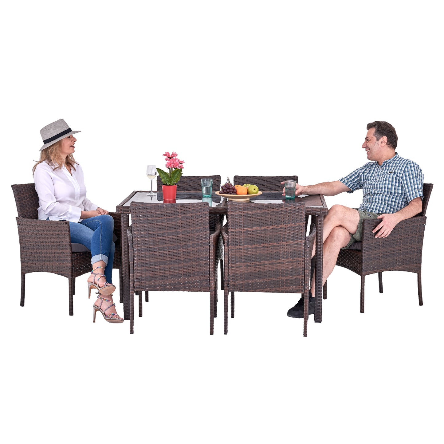 7-teiliges Polyrattan Gartenmöbel Set