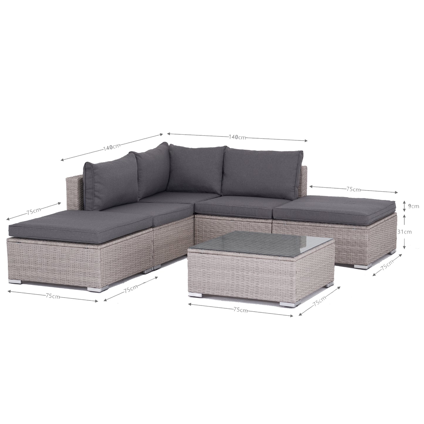 Polyrattan Garten-lounge Set Sylt